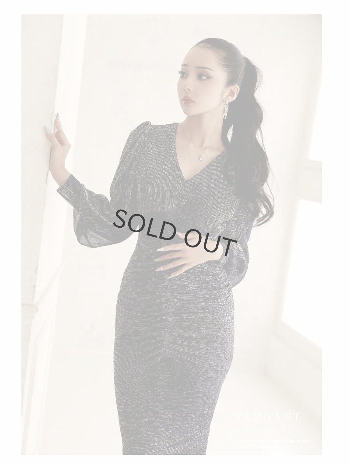 画像3: ラメ インポート 膝丈 長袖 キャバ嬢ドレス DaysPiece(S/M/L)(ブルー) (3)