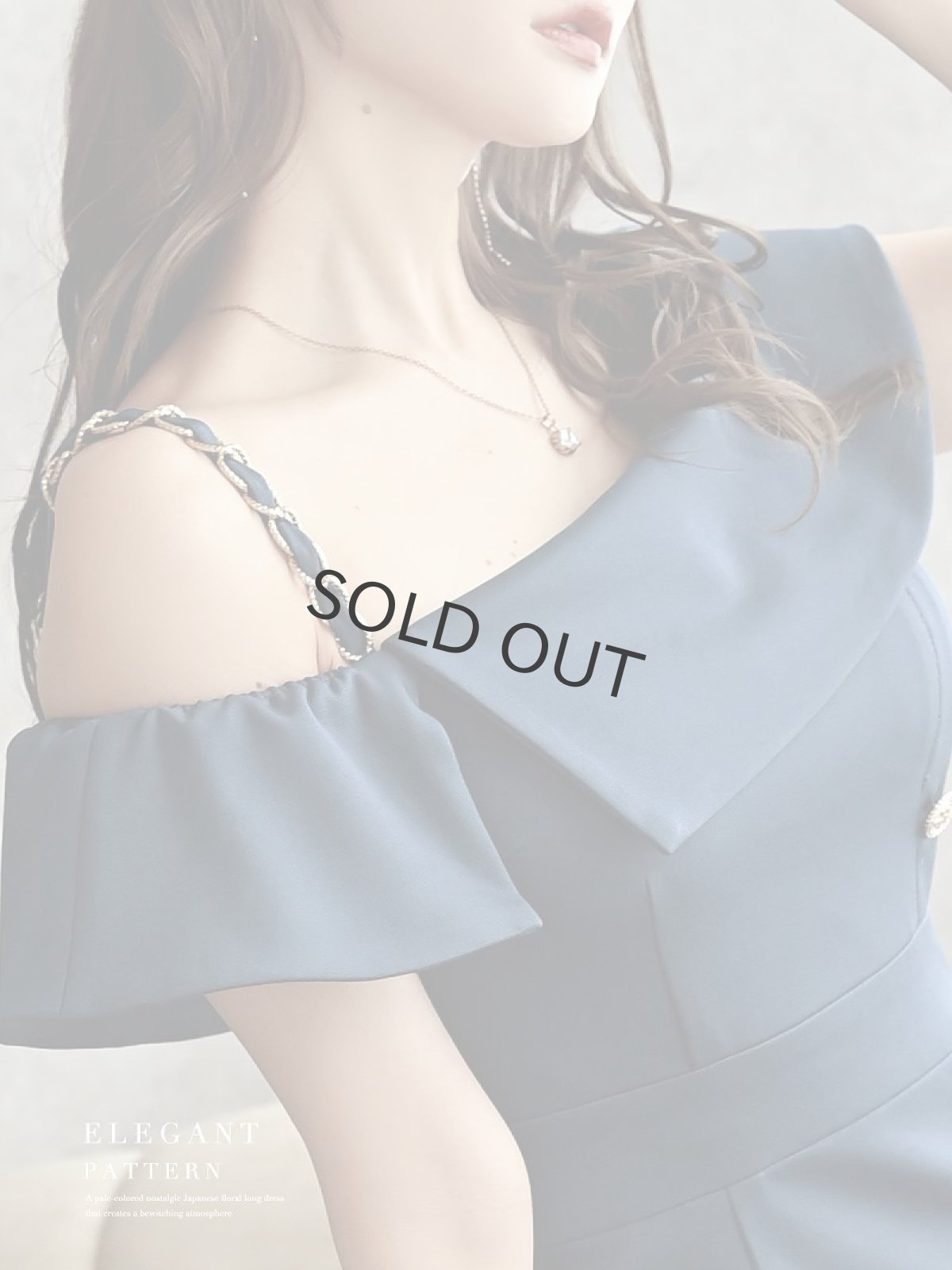 画像4: チェーン 膝丈 フリル オフショル 無地 Belsia(S/M/L)(ブルー/ピンク) (4)