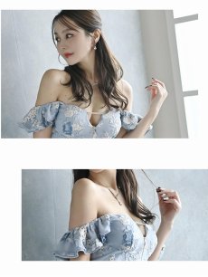 画像3: フロントジップ 谷間 花柄 エロかわ セットアップ Belsia(S/M/L)(ブルー/ピンク) (3)