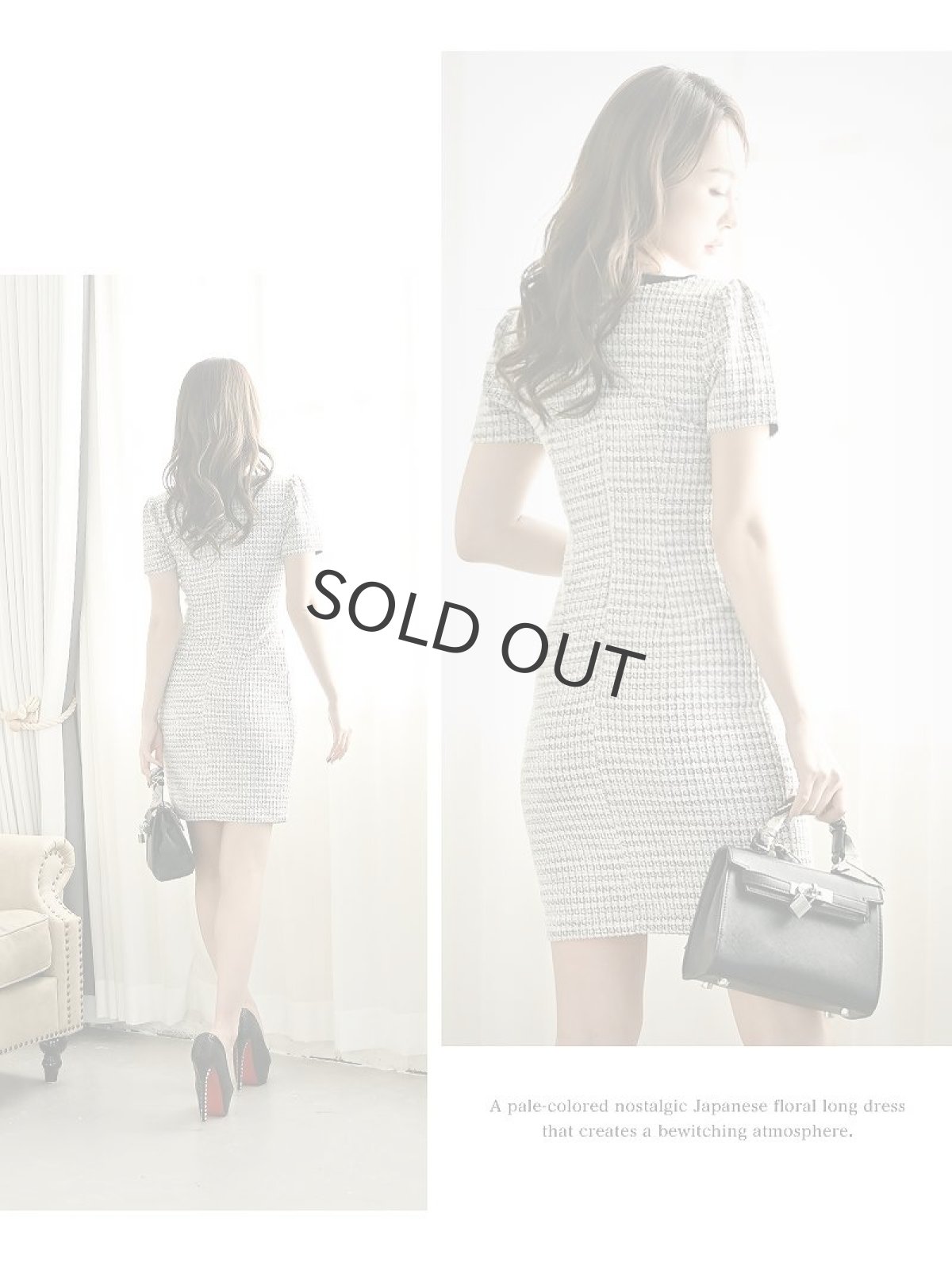 画像4: ツイード ワンピース ミックスツイード 上品 半袖ワンピース Belsia(S/M/L/XL)(ブラック) (4)