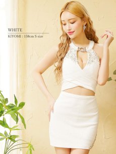 画像3: セットアップ キャバ ドレス 黄色 谷間 セクシー ミニ XSサイズ AngelR(XS/S/M)(ホワイト/ミントグリーン/パープル/イエロー) (3)