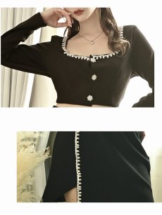 画像3: 黒 袖付き 長袖 パーティードレス フォーマルコーデ Belsia(S/M/L)(ブラック) (3)