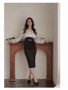 画像2: ワンピース キャバドレス モダン レトロ 幾何学柄 パーティー お呼ばれ DaysPiece(M/L)(A柄) (2)