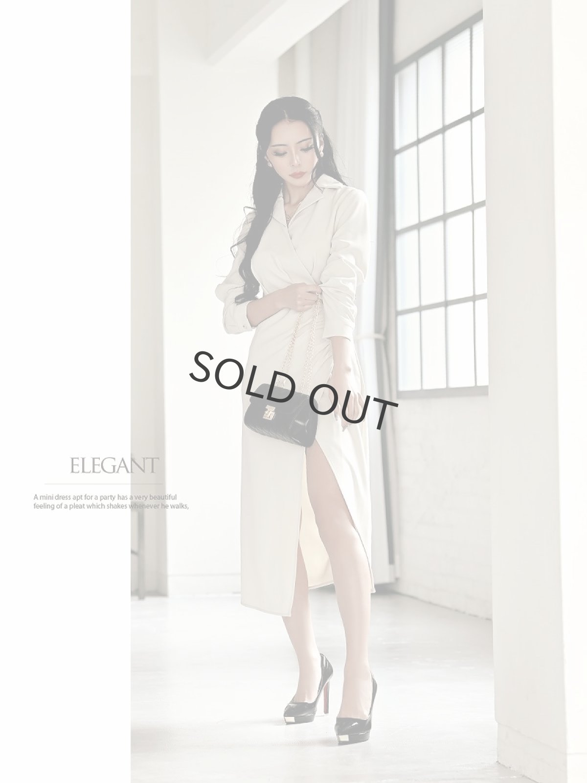 画像5: シャツワンピ 長袖 大人ワンピース 膝丈 韓国ワンピース DaysPiece(S/M/L/XL)(ベージュ) (5)