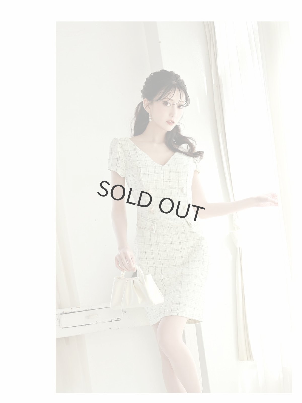 画像3: ツイード チェック ダブルボタン タイト 袖付き Belsia(S/M/L)(パープル/グリーン) (3)