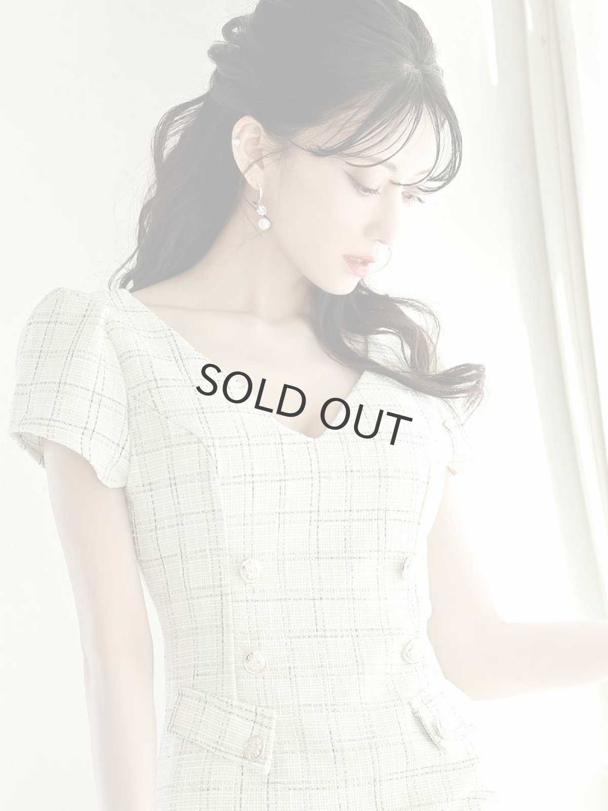 画像4: ツイード チェック ダブルボタン タイト 袖付き Belsia(S/M/L)(パープル/グリーン) (4)