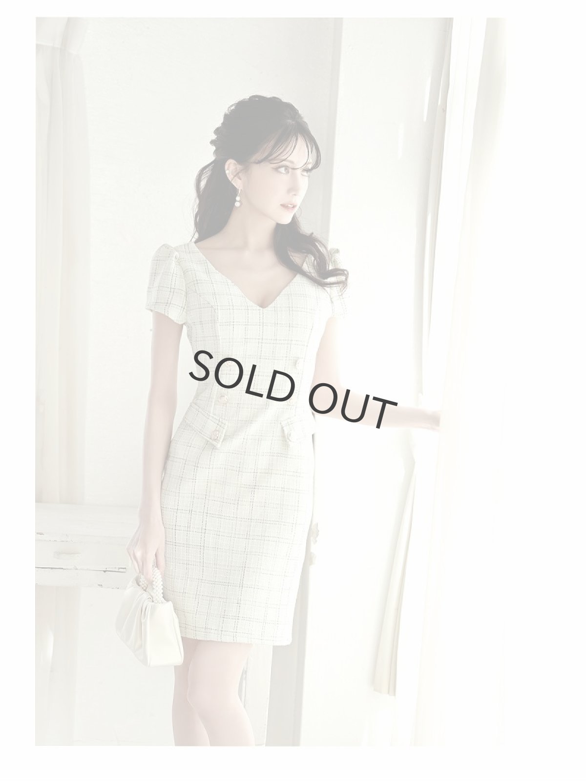 画像5: ツイード チェック ダブルボタン タイト 袖付き Belsia(S/M/L)(パープル/グリーン) (5)