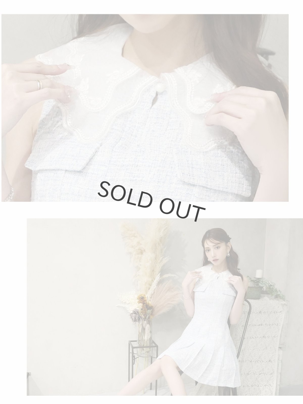 画像3: ワンピース キャバドレス プリーツ 韓国風ワンピース ミックスツイード ツイードワンピース サマーツイード Belsia(S-M/M-L)(グレー/ブルー/ピンク) (3)