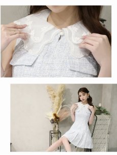 画像3: ワンピース キャバドレス プリーツ 韓国風ワンピース ミックスツイード ツイードワンピース サマーツイード Belsia(S-M/M-L)(グレー/ブルー/ピンク) (3)