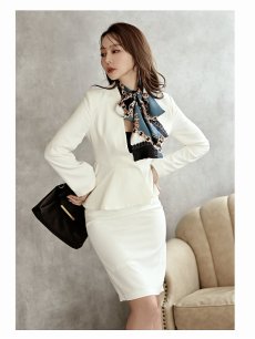 画像5: ※一部予約販売※キャバスーツ 白 ペプラム 体型カバー 19号 5L Belsia.LUX(S/M/L/2L/3L/4L/5L)(ホワイト(S/M/5月中旬)) (5)