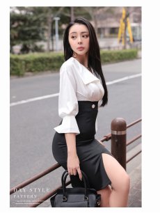 画像5: ※一部予約販売※ワンピース キャバドレス シャツワンピース 膝丈 ブラウジングワンピース 韓国風ワンピース ドッキングワンピース DaysPiece(S/M/L/XL)(ホワイト(M/L/XL/5月中旬)) (5)