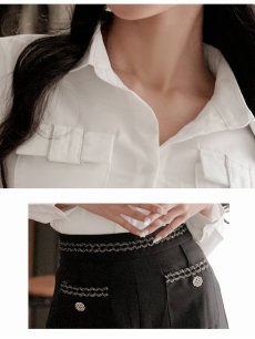 画像3: シャツセットアップ 同伴 デート セットアップ ブラウス DaysPiece(S/M/L/XL)(ホワイト) (3)