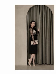 画像4: ※一部予約販売※ワンピース キャバドレス レース 膝丈 長袖 シアー 上品 DaysPiece(S/M/L/XL)(ピンク/ブラック) (4)