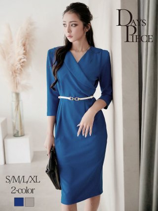 ワンピース ドレス スリム カシュクール 3color 韓国 c441 カシュクールワンピース - 銀座ColorDress(ギンザ・カラードレス)