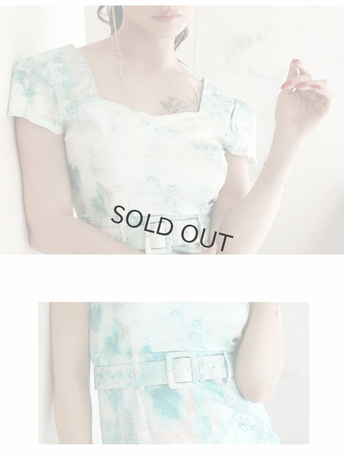画像4: ワンピース キャバドレス ぼかし グラデーション ベルト付き タイダイ風 ワンピース DaysPiece(M/L)(グリーン) (4)