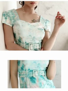 画像4: ワンピース キャバドレス ぼかし グラデーション ベルト付き タイダイ風 ワンピース DaysPiece(M/L)(グリーン) (4)