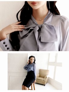 画像4: バイカラー シースルー ボウタイ リボン ブラウジング DaysPiece(M/L/XL)(ブルー) (4)