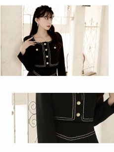 画像3: セットアップ キャバ ドレス セットアップ ショート丈 短い丈 ミニ丈 同伴 Belsia(S/M/L/XL)(ブラック) (3)