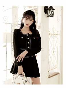 画像5: セットアップ キャバ ドレス セットアップ ショート丈 短い丈 ミニ丈 同伴 Belsia(S/M/L/XL)(ブラック) (5)