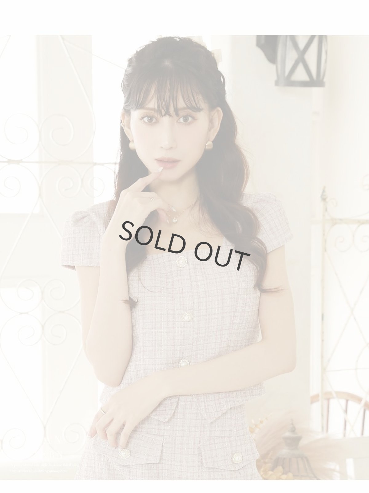 画像3: ツイード 袖付き ツイードセットアップ チェック ミックスツイード Belsia(S/M/L)(ワイン/ダスティピンク) (3)