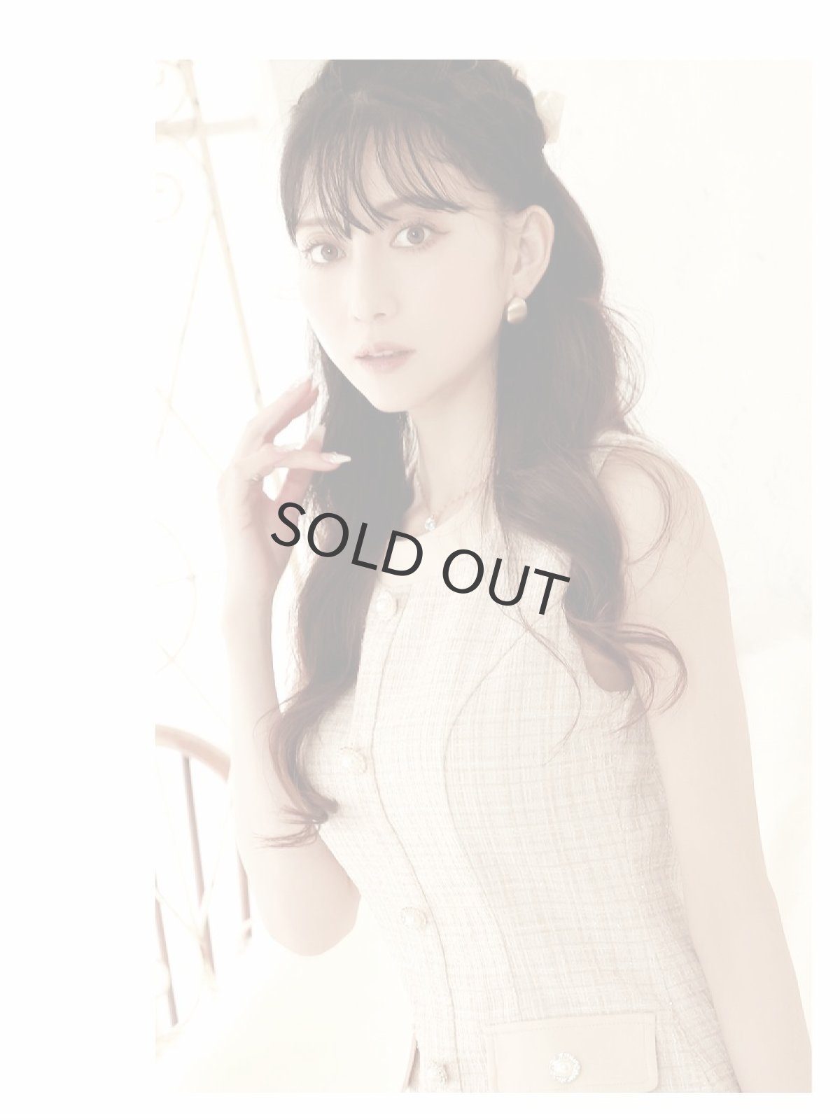 画像4: ドールワンピ ツイード Aライン ラメツイード 韓国風 Belsia(S/M/L)(ベージュ/ワイン) (4)