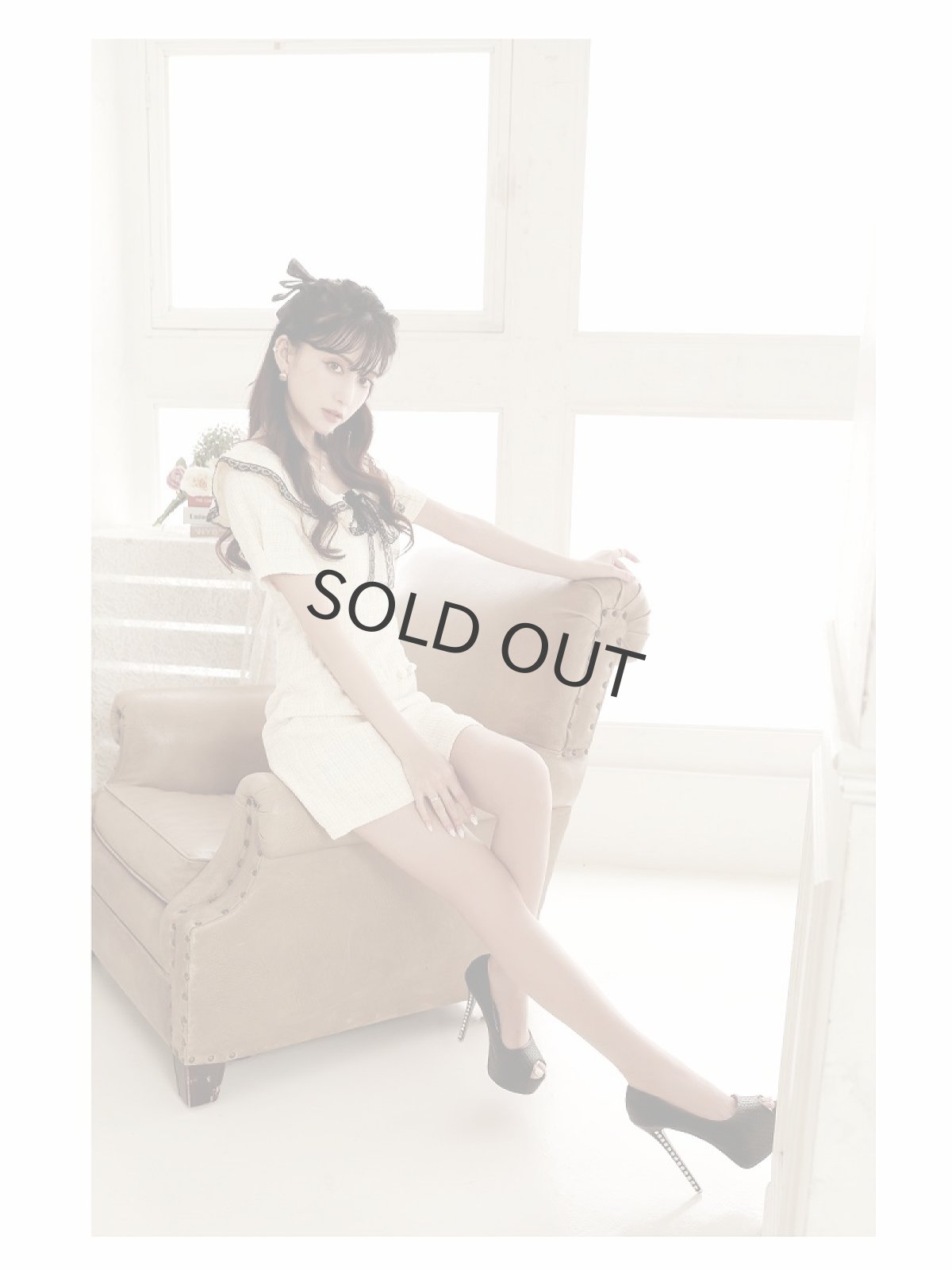 画像3: 襟付き ドール ラメツイード 袖付き ツイード Belsia(S/M/L)(アイボリー/ブラック) (3)