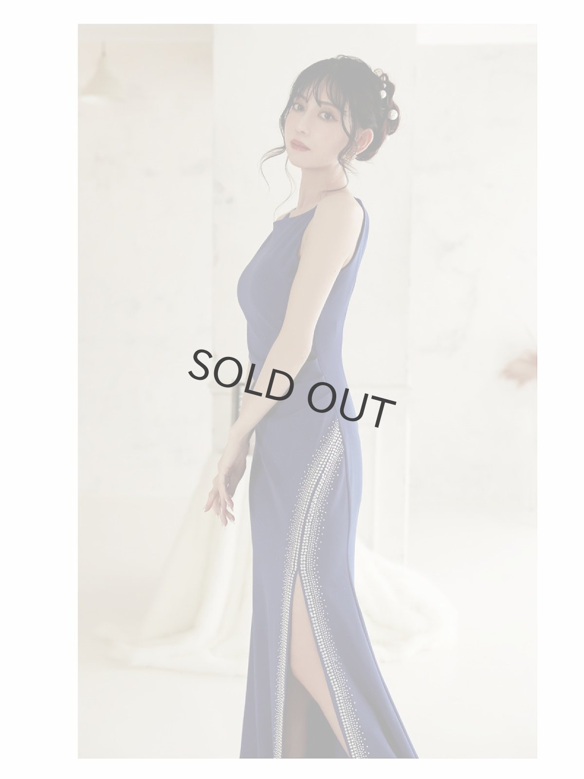 画像3: キャバドレス ロング ラメ スリット オーロラビジュー 華奢魅せ ウエストくびれ Belsia(S/M/L)(レッド/ブラック/ブルー) (3)