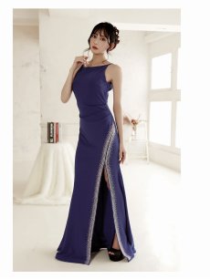 画像4: キャバドレス ロング ラメ スリット オーロラビジュー 華奢魅せ ウエストくびれ Belsia(S/M/L)(レッド/ブラック/ブルー) (4)