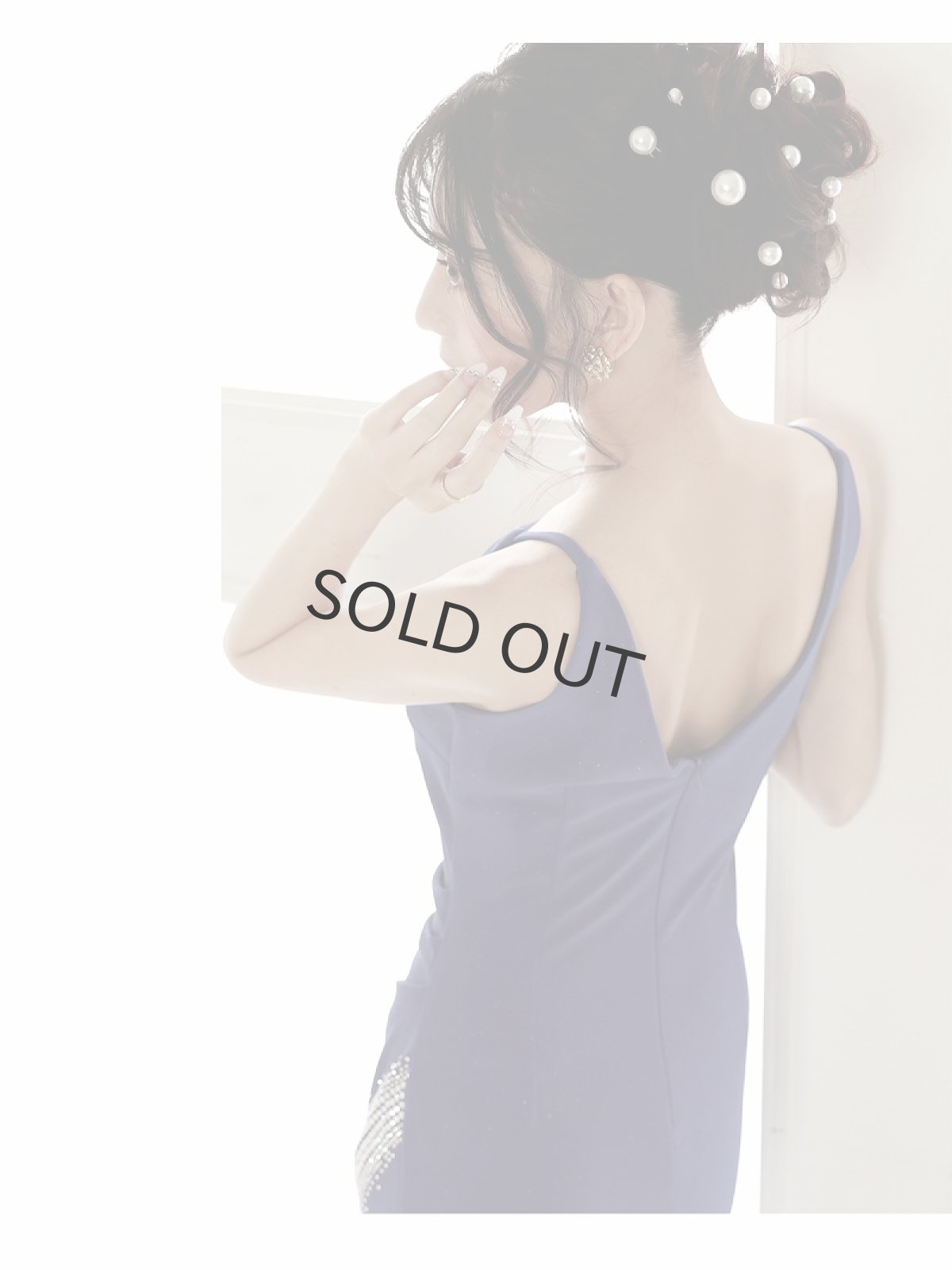 画像5: キャバドレス ロング ラメ スリット オーロラビジュー 華奢魅せ ウエストくびれ Belsia(S/M/L)(レッド/ブラック/ブルー) (5)