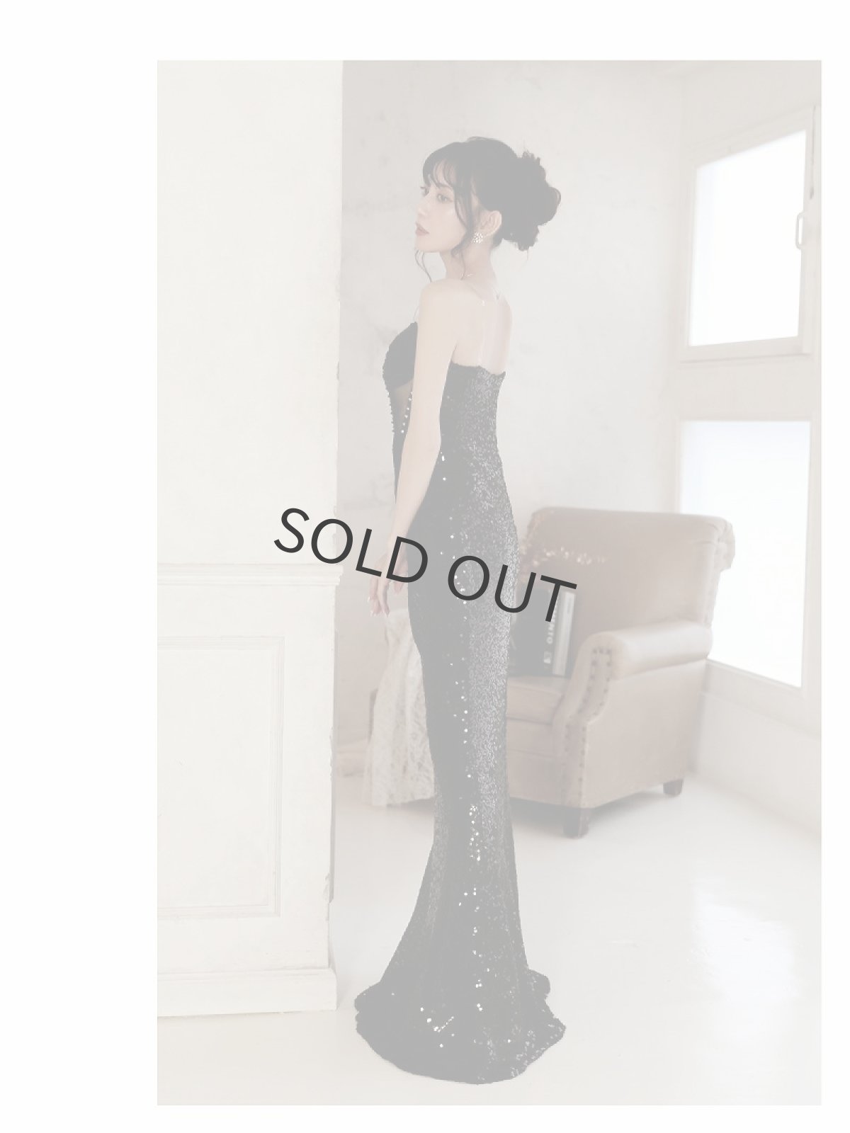 画像5: キャバドレス ロング コルセット風 ビジュー セクシー 肌見せ スパンコール Belsia.LUX(M/L)(ブラック) (5)