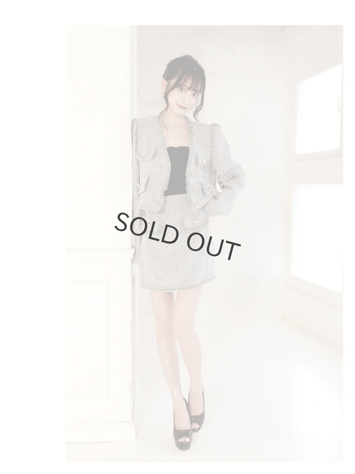 画像2: ツイード ピンク グレー かわいい 韓国風 Belsia(M)(ピンク/グレー) (2)