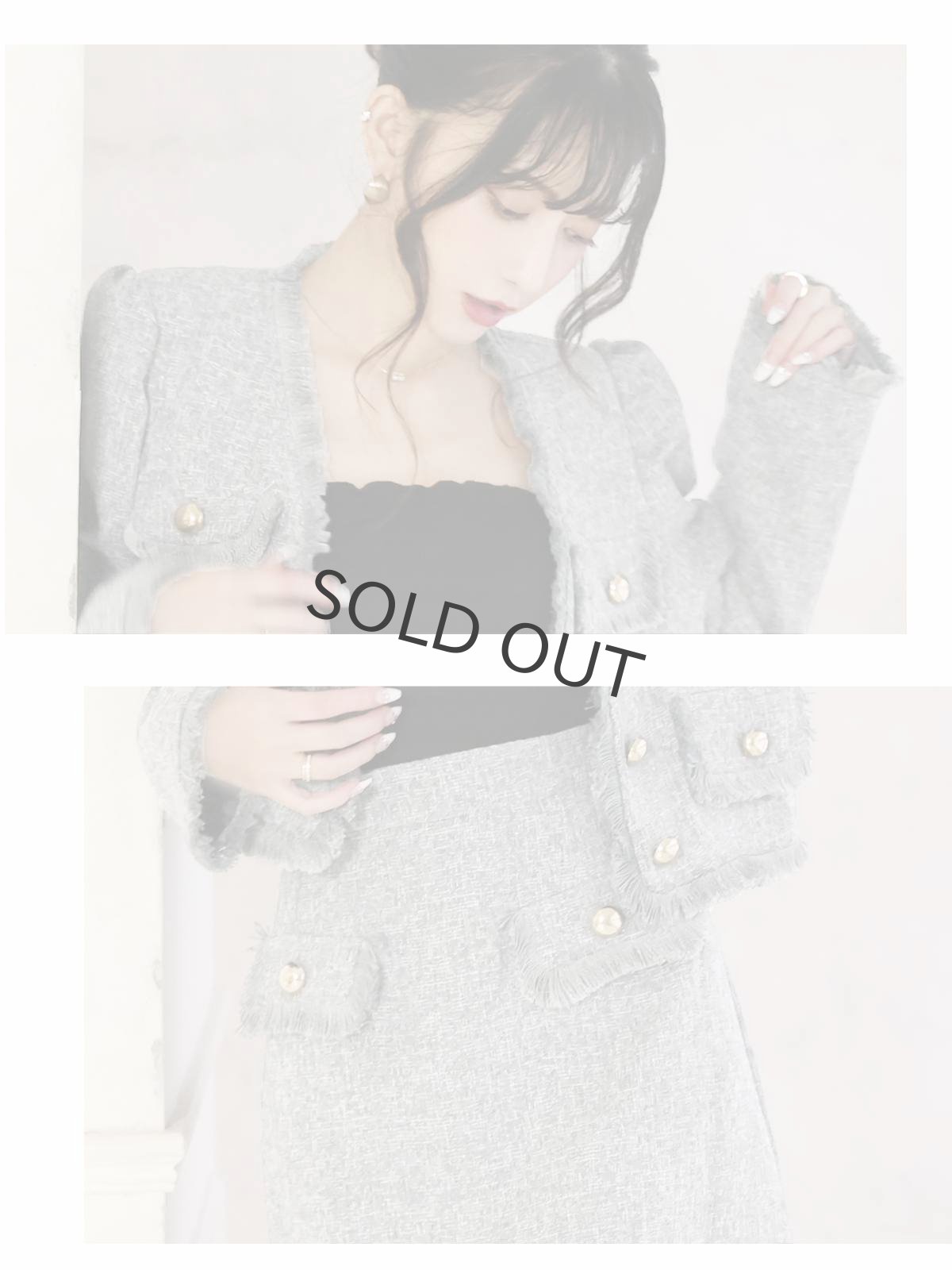 画像3: ツイード ピンク グレー かわいい 韓国風 Belsia(M)(ピンク/グレー) (3)