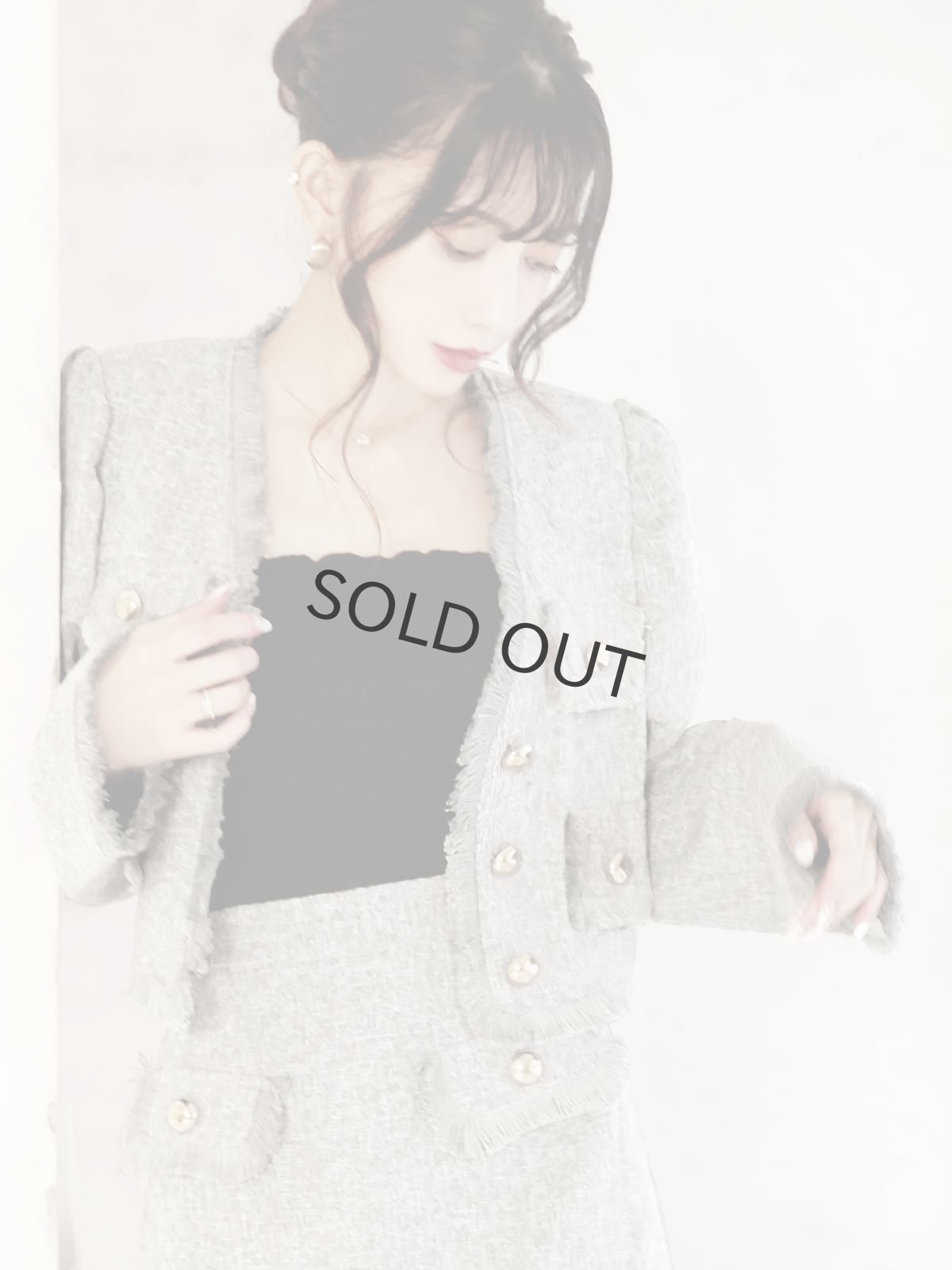 画像5: ツイード ピンク グレー かわいい 韓国風 Belsia(M)(ピンク/グレー) (5)