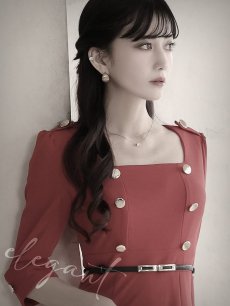 画像4: ワンピース キャバドレス ストレッチ 膝丈 タイト 五分袖 袖付き Belsia.LUX(S/M/L/XL)(レッド) (4)