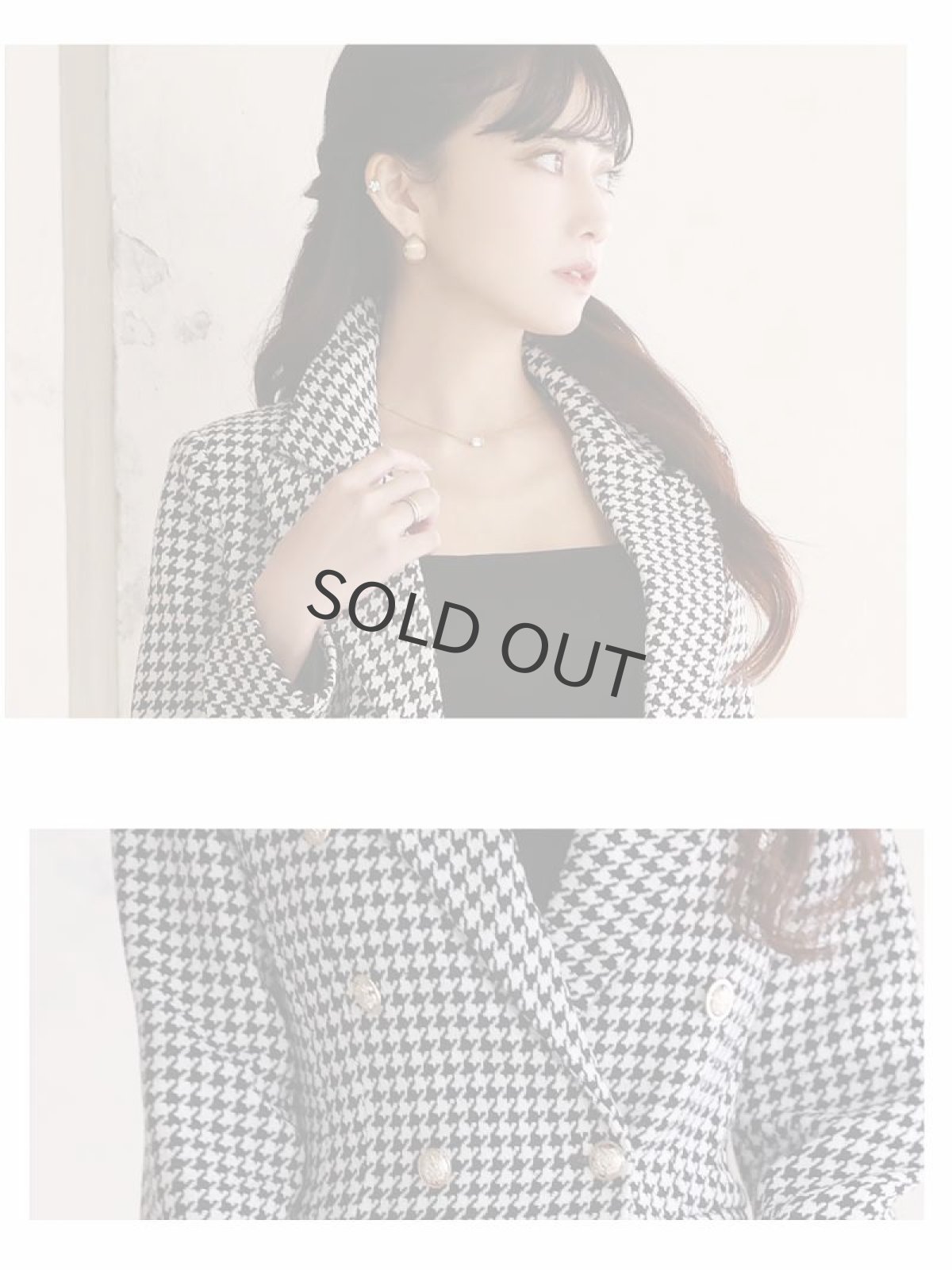 画像3: キャバスーツ ツイード 千鳥柄 チェック柄 膝丈 ロングジャケット Belsia.LUX(S/M/L/XL)(ブラック) (3)