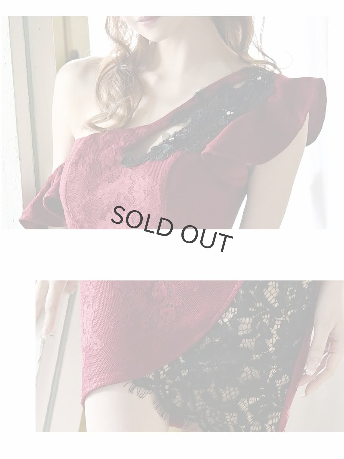 画像3: キャバドレス ミニ キャバ嬢 高級感 袖付き アシメ バストカット Belsia(S/M/L)(ピンク/ターコイズ/ワイン) (3)