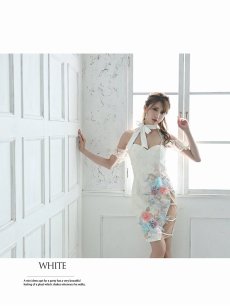 画像2: キャバドレス ミニ キャバドレス ネックリボン シアー 総レース オフショル Belsia(S/M/L)(ブルー/ピンク/ホワイト) (2)