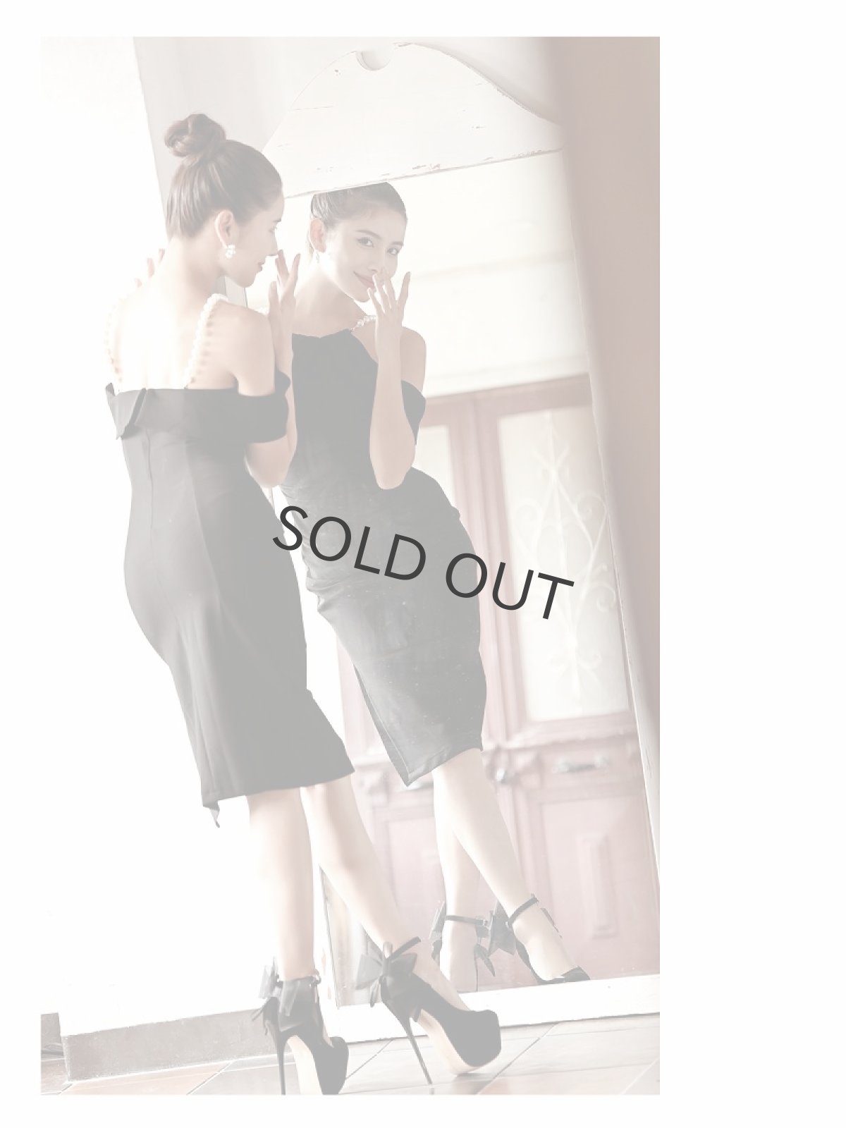 画像2: キャバドレス ミニ キャバドレス 膝丈 韓国 パール 黒 DaysPiece(S/M/L/XL(2L))(ブラック) (2)