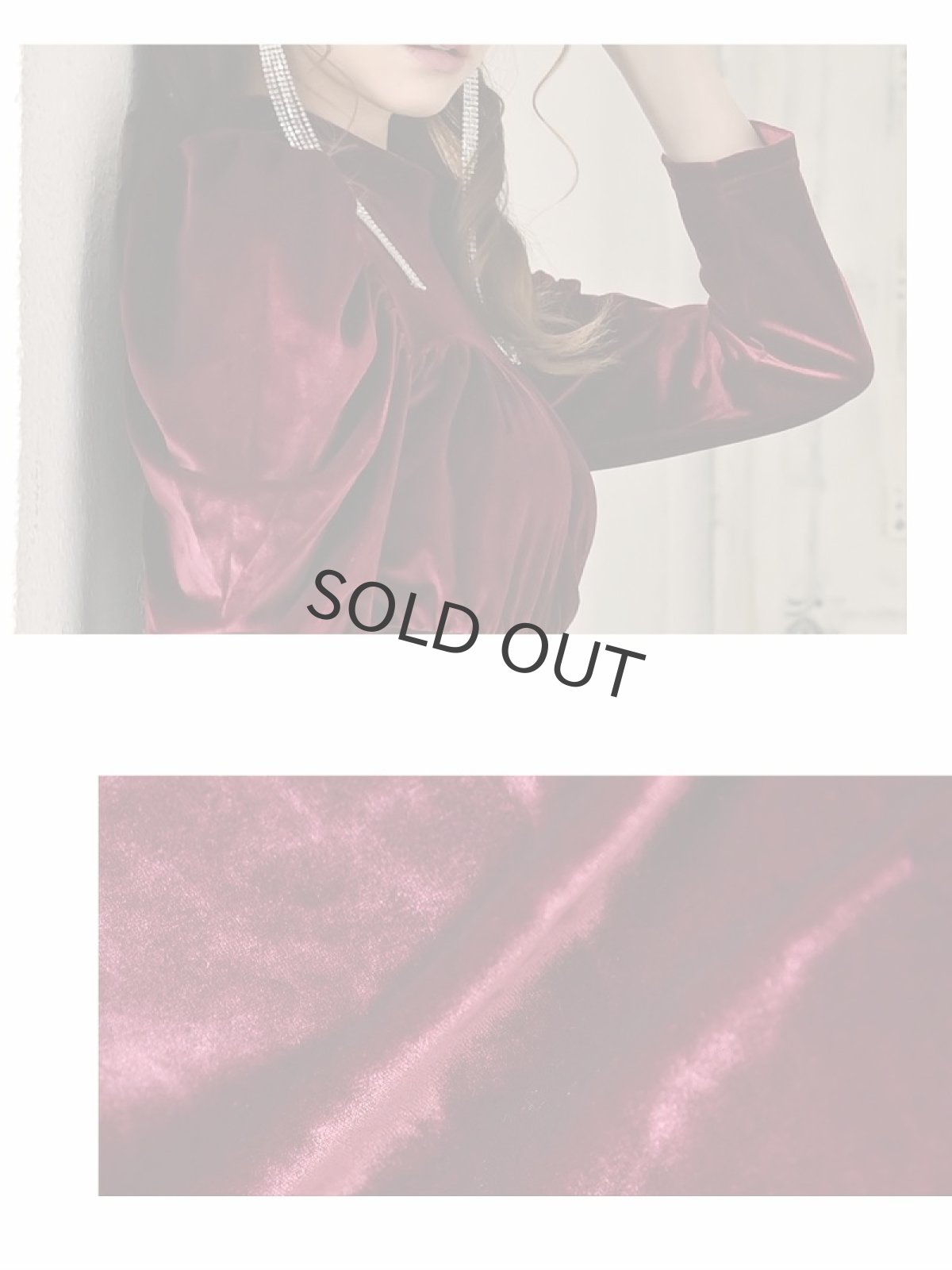 画像3: キャバドレス ミニ ベロア 袖付 パーティードレス ワンカラー ハイネック Belsia(S/M/L/XL(2L))(ワイン/グリーン/ブラック) (3)