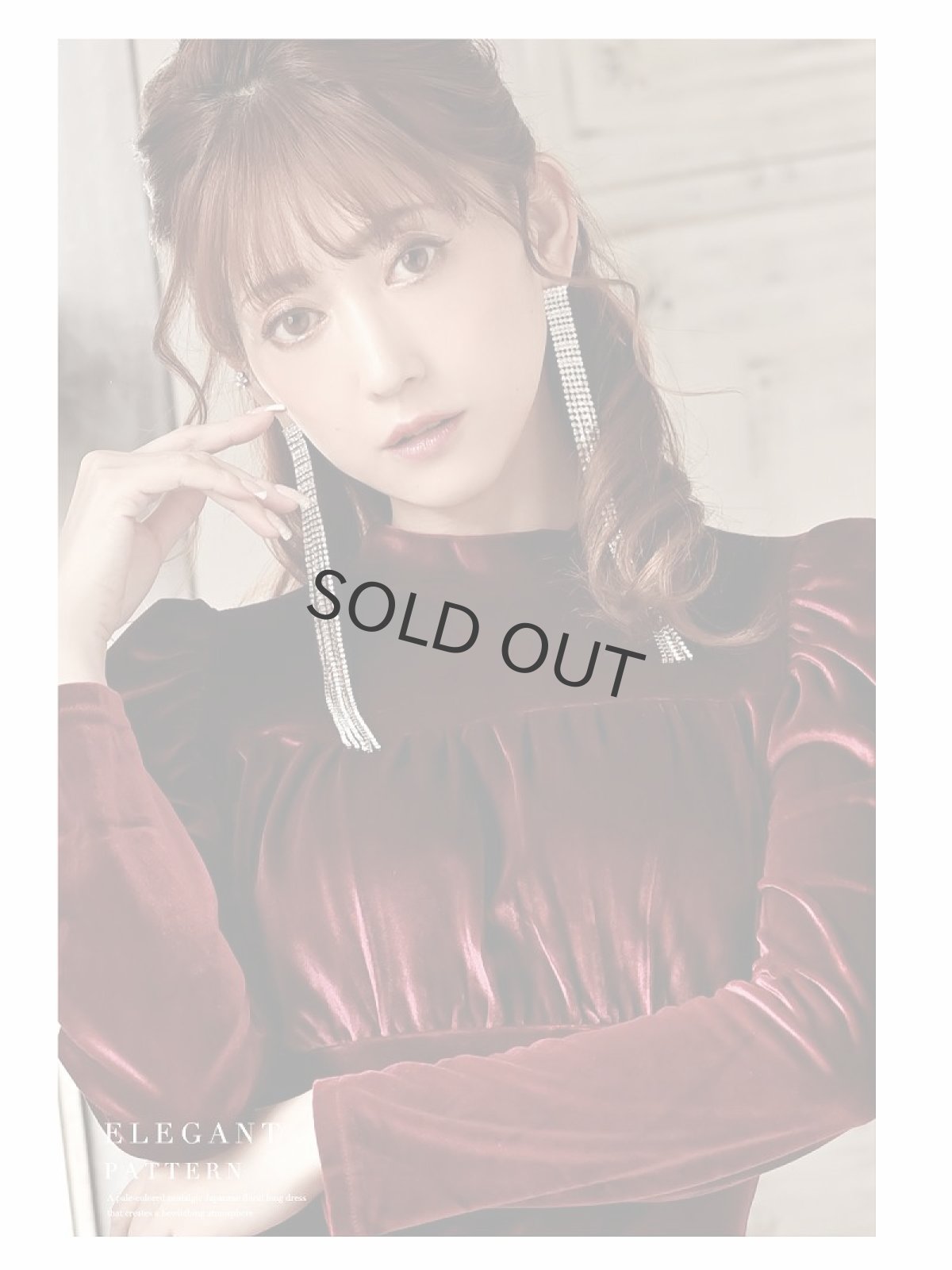 画像4: キャバドレス ミニ ベロア 袖付 パーティードレス ワンカラー ハイネック Belsia(S/M/L/XL(2L))(ワイン/グリーン/ブラック) (4)