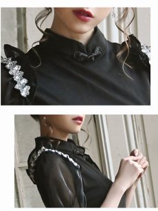 画像3: キャバドレス ミニ 半袖 ワンカラー ハイネック ミモレ丈 キャバ嬢 Belsia(S/M/L)(ブラック) (3)