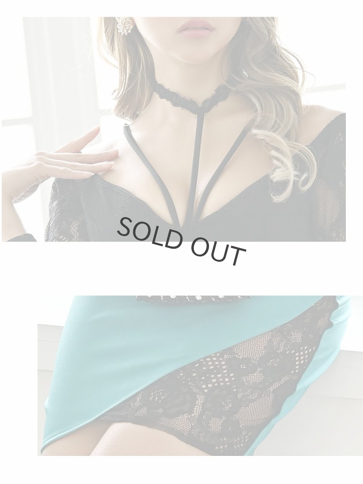 画像2: キャバドレス ミニ ランジェリー風 谷間 エロい 袖付 キャバドレス Belsia(XS/S/M/L)(ベージュ/グリーン) (2)