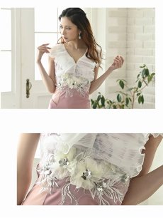 画像3: キャバドレス ミニ シアー 豪華 タイト フリル キャバドレス Belsia(S/M/L)(ピンク/グレー) (3)