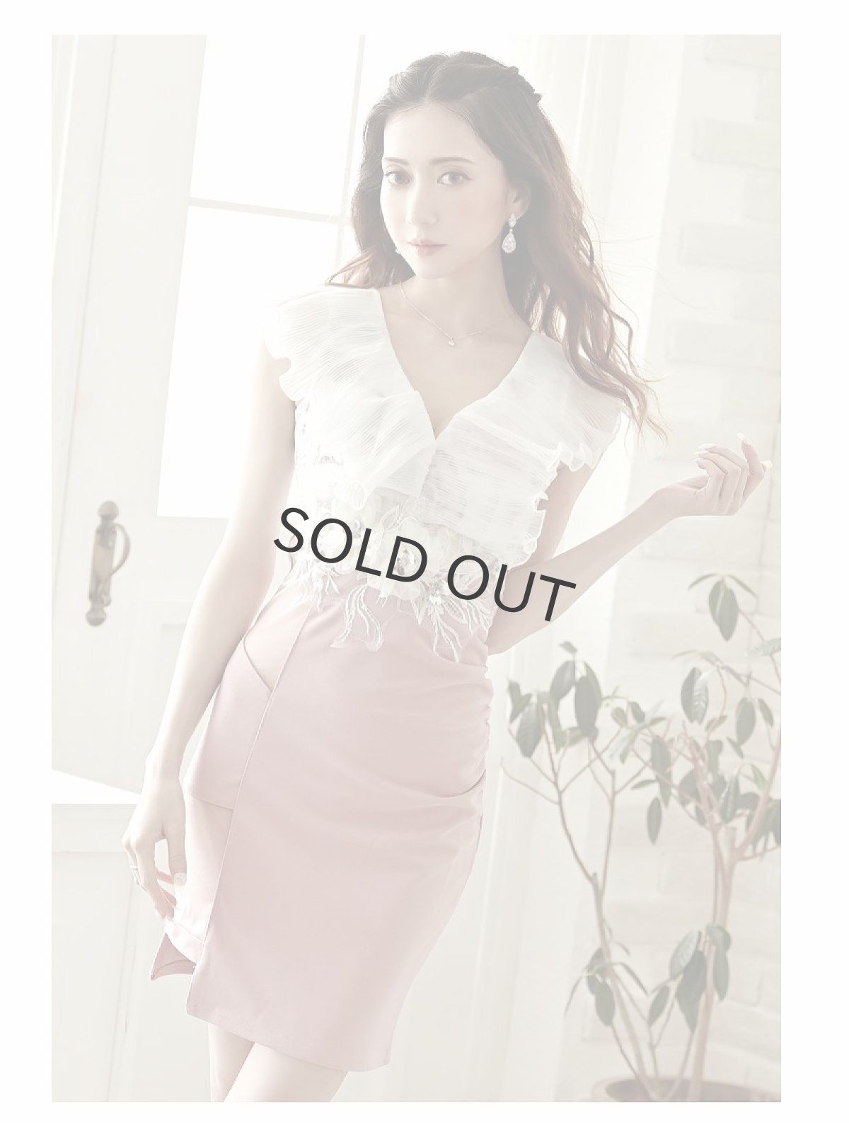 画像4: キャバドレス ミニ シアー 豪華 タイト フリル キャバドレス Belsia(S/M/L)(ピンク/グレー) (4)