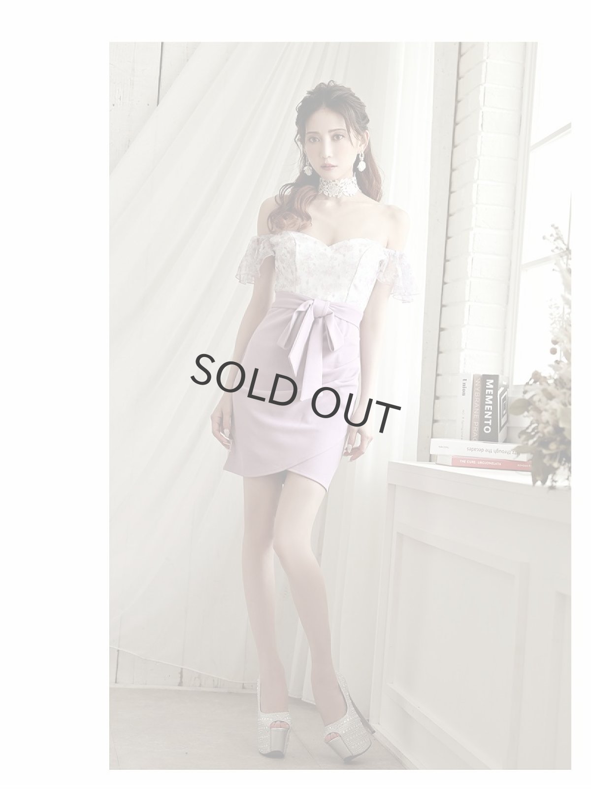 画像2: キャバドレス ミニ キャバドレス 大人 オフショル 上品 花柄 Belsia(S/M/L)(イエロー/パープル) (2)