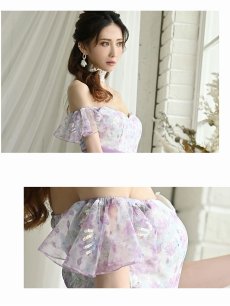 画像3: キャバドレス ミニ キャバドレス 大人 オフショル 上品 花柄 Belsia(S/M/L)(イエロー/パープル) (3)