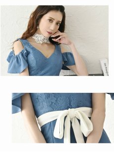 画像3: キャバドレス ミニ 膝丈 キャバドレス ミニ丈 キャバ嬢 パーティードレス Belsia(S/M/L)(ピンク/ブルー) (3)