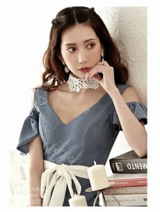 画像5: キャバドレス ミニ 膝丈 キャバドレス ミニ丈 キャバ嬢 パーティードレス Belsia(S/M/L)(ピンク/ブルー) (5)