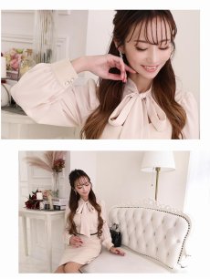 画像3: ワンピース キャバドレス ベージュ 長袖 膝丈 パーティードレス フォーマルドレス Belsia(S/M/L/XL)(ベージュ) (3)