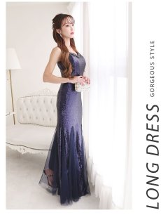 画像5: ※一部予約販売※キャバドレス ロング 豪華 マーメイド スパンコール キラキラ 美脚 Belsia(M/L/XL)(レッド/オフホワイト/グリーン/ネイビー) (5)